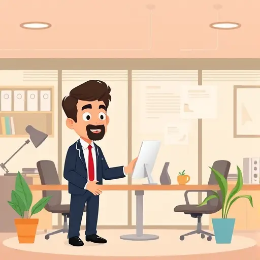 cartoon style illustration of an animated character interacting with a digital assistant for daily productivity tracking, checklist and time-