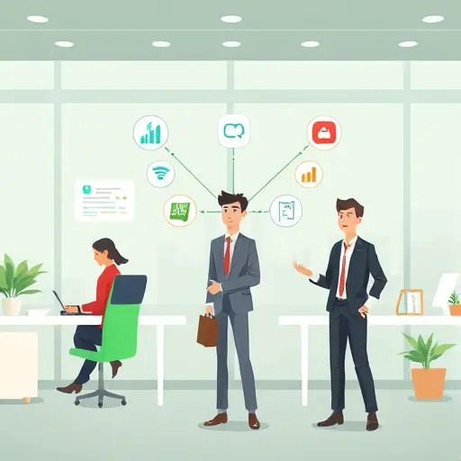 step-by-step illustration of integrating ChatGPT into a business workflow, animated connectors between apps and chat AI, green accent color, text-free