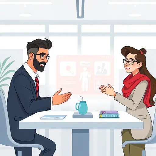 cartoon style illustration showing an Iranian startup team using a smart AI platform, friendly interface, technology theme, clean, no text