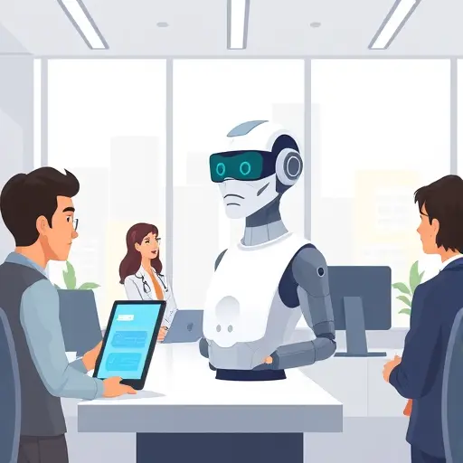 cartoon style illustration of an interactive AI-