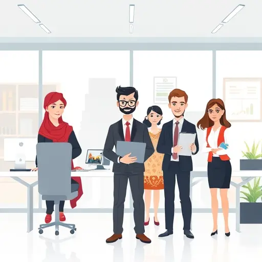 animated illustration showing multiple business departments (sales, HR, support)