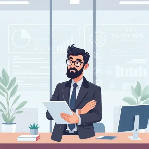 illustration of business manager analyzing AI-