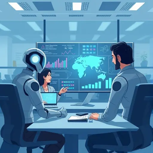 technology-inspired animated AI analyzing large sets of customer data, neural network visualizations and marketing symbols, abstract, no text