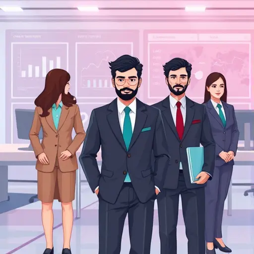 illustration of digital transformation in marketing, evolving customer personas with AI agents, abstract dashboard, Iranian business context, next-gen technology, no text