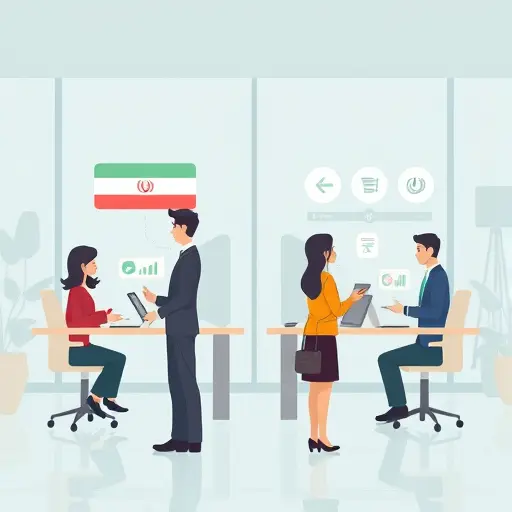animated comparison between Iranian AI platform and foreign services, highlighting ease of use and accessibility, technology illustration, no text