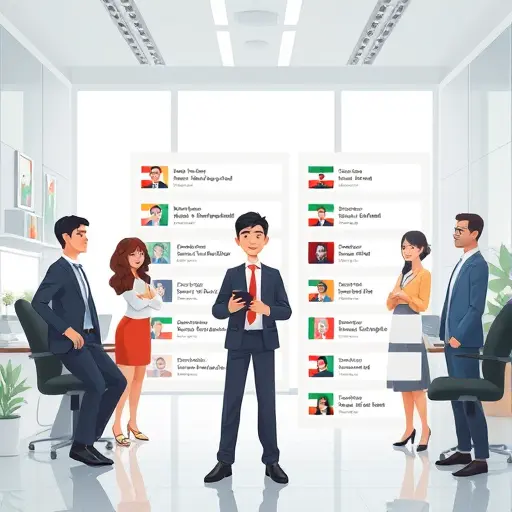 modern animated showcase of digital business cards listing AI-