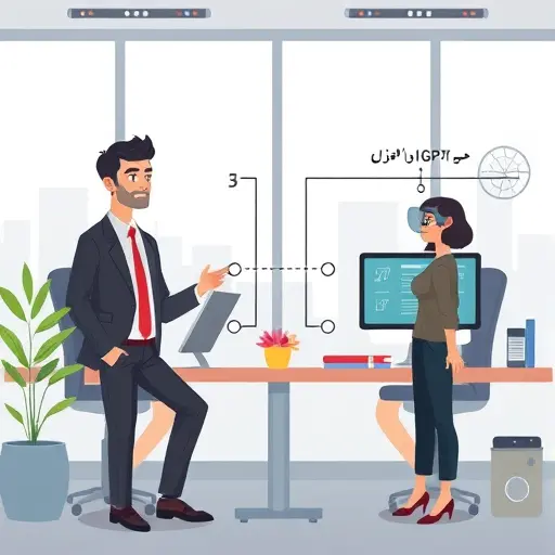 cartoon-style diagram showing two AI platforms (ChatGPT, GapGPT)