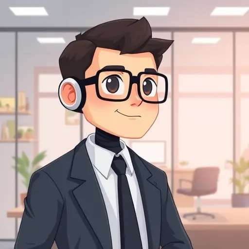 cartoon-style illustration of an AI-