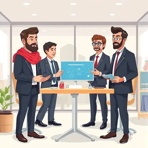 cartoon animated digital marketing team planning an AI-