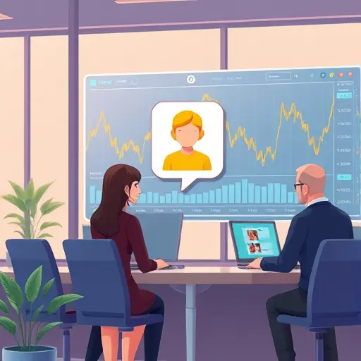 animated illustration of ChatGPT Agent icon integrating with digital stock market dashboard, showing real-