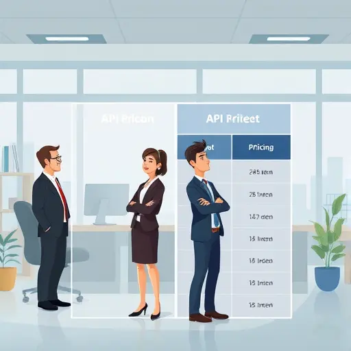 comparison chart of AI API pricing models, animated cartoon style, showing side-by-