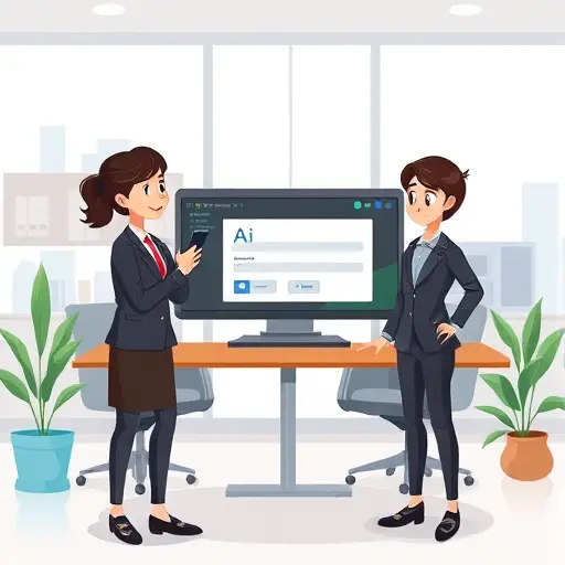 cartoon illustration of a web form editor displaying AI-