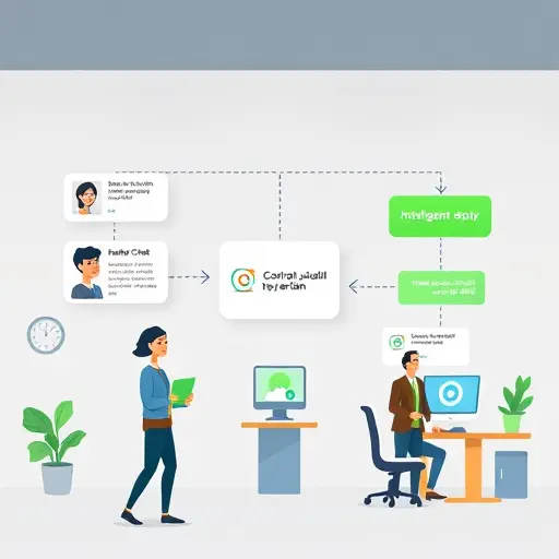 animated diagram: User sends message in web chat, backend server appends it to context array, sends to AI API endpoint, receives intelligent reply, returns to UI, vibrant green and blue colors, no text