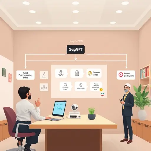 animated architecture diagram: Android mobile app sends prompt to GapGPT API server, server routes query to AI model (ChatGPT/Claude/Gemini)