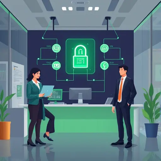 abstract secure backend architecture illustration, animated layers showing data encryption and API key flow, vibrant accent green colors, no text