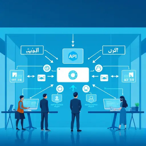 modern api microservices backend architecture illustration, animated arrows show user requests to API gateway, splitting to chatbot (ChatGPT API)