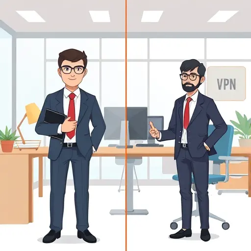 side-by-side comparison illustration:(VPN, payment blocks);
