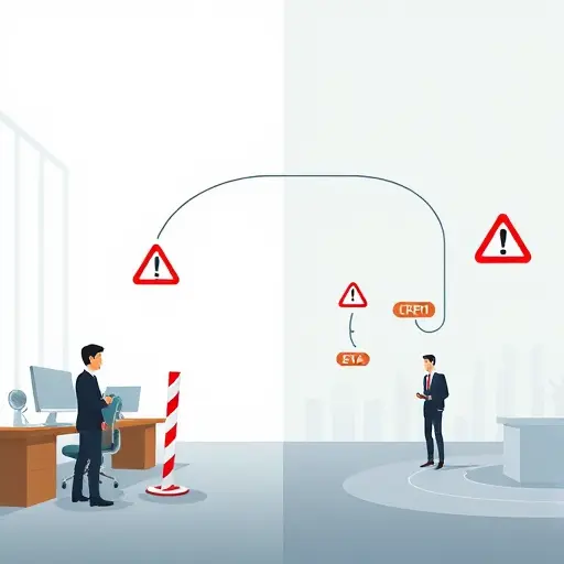 abstract representation of AI API integration, two data flow pathways: one with obstacles (barriers, warning signs)