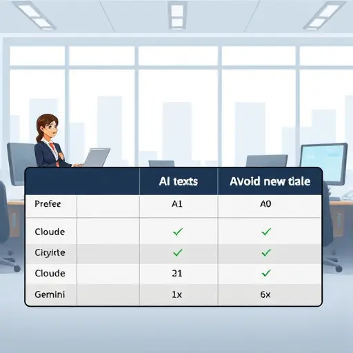 animated comparison table illustration between different AI models (GPT-4, Claude, Gemini)