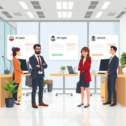 modern illustration of API documentation with tabs for different AI models (ChatGPT, Claude, Gemini)