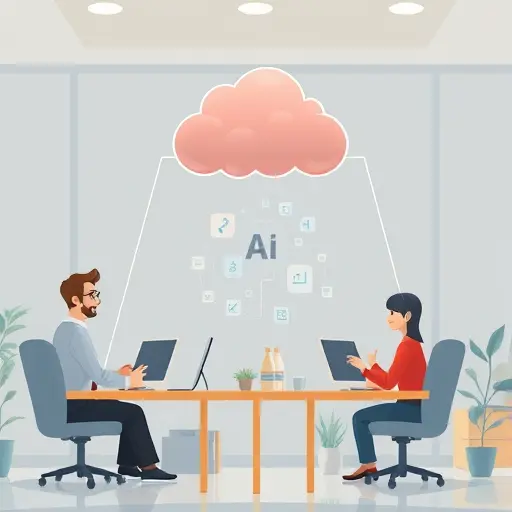 animated code editors for Python and JavaScript sending HTTP requests, code blocks floating toward a stylized AI cloud labeled