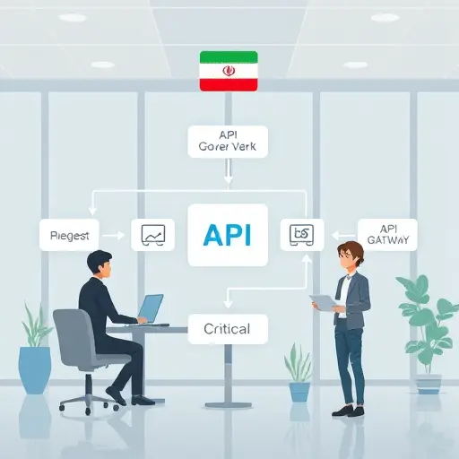 modern API request flow diagram, showing client → API gateway → AI model →
