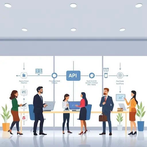 clean animated API workflow diagram: