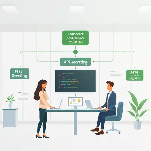 modern API architecture diagram illustrating code snippet input, AI processing, and natural language explanation output; coding blocks, flow arrows, green accent colors, no text