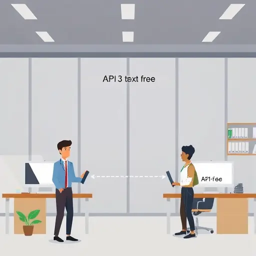 cartoon-style diagram of API data flow, showing two paths: one with a direct connection labeled