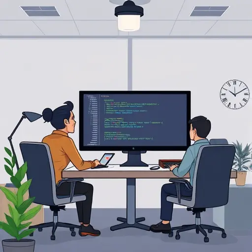 cartoon code editor open with Python and Node.