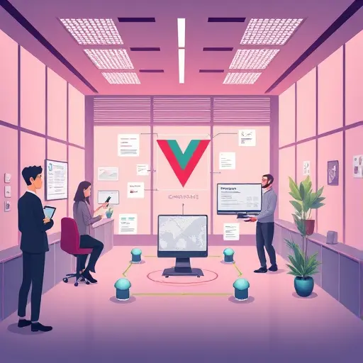 animated diagram of a Vue.js single-