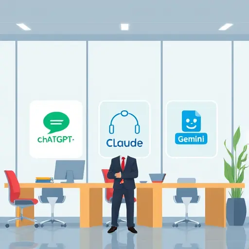 modern illustration showing three AI model icons (ChatGPT, Claude, Gemini)