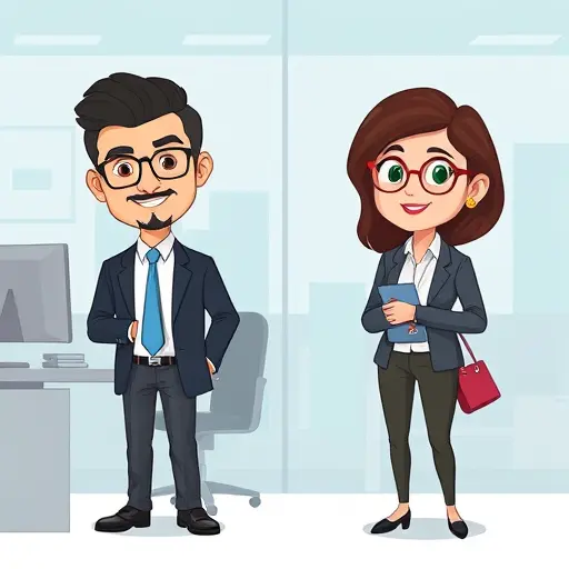 side-by-side cartoon illustration, left: