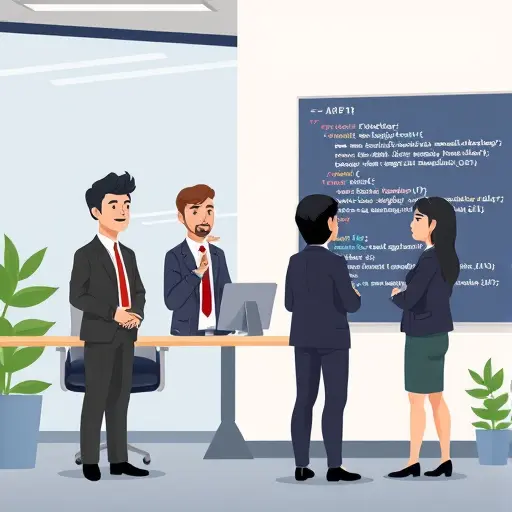 cartoon-style code snippet beside an API documentation panel, showing highlighted