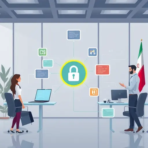 secure API flow diagram with encrypted TLS/SSL communication, animated code blocks, lock/