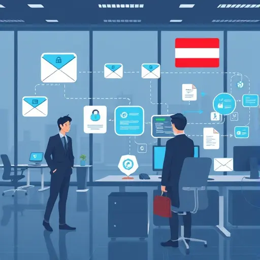 abstract illustration showing a cyber defense workflow, animated email, code, and log files being processed by an AI API filter, modular layers, tech environment, text-free