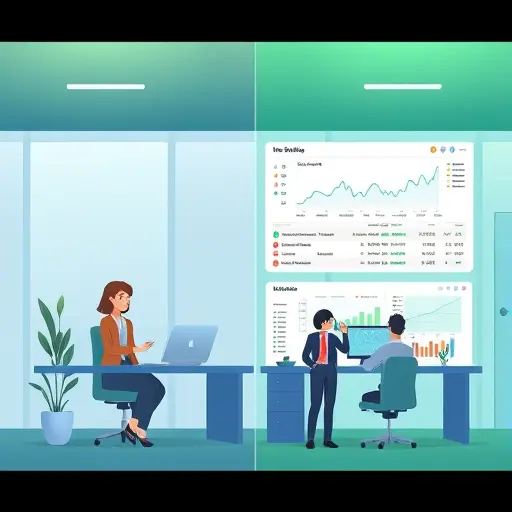 animated split-screen infographic comparing email phishing detection and log summarization with AI API, green-blue gradient, modular dashboard layouts, cartoon style, no text
