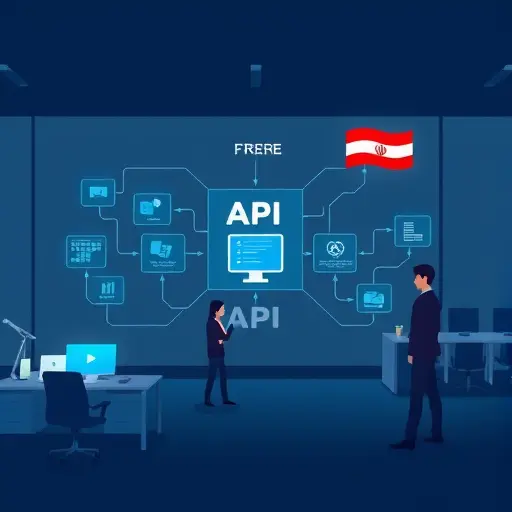modern API architecture diagram illustration, animated data flow visualization of client-
