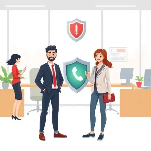 cartoon style illustration:; shield and privacy motifs;