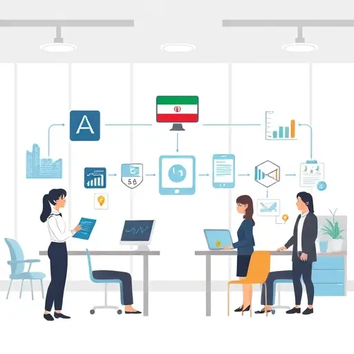 modern infographic showing the data flow: