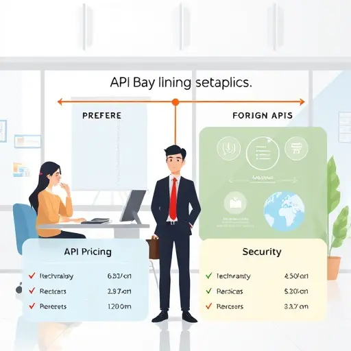 modern infographics comparing API service pricing and security, two columns GapGPT vs Foreign AI APIs, Iranian and international symbols, animated design, no text