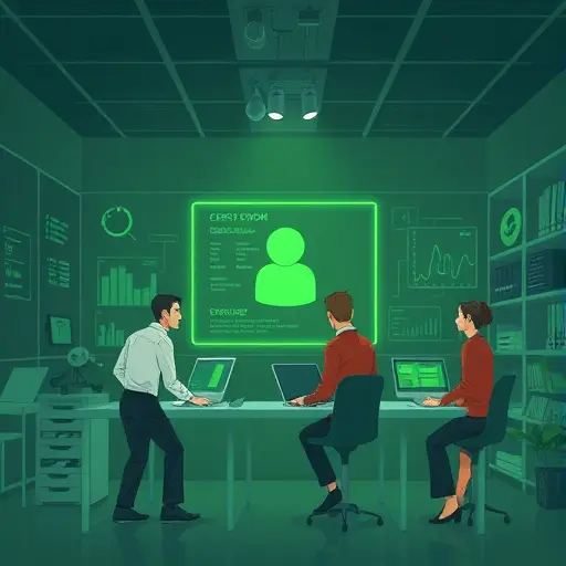animated illustration, AI API endpoint processing a malware file in a cybersecurity tool, green dark theme, glowing data effect, no text