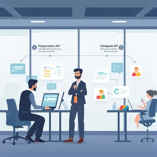 developer journey illustration showing API documentation workflow: