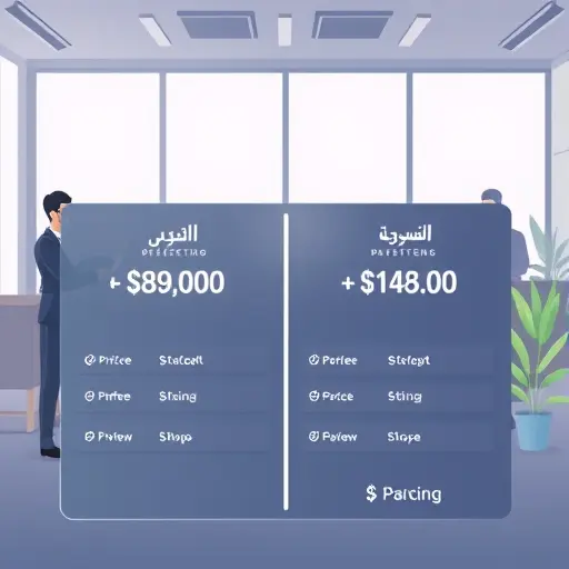 animated pricing comparison chart for AI APIs, showing two sides with local currency symbols (rial)