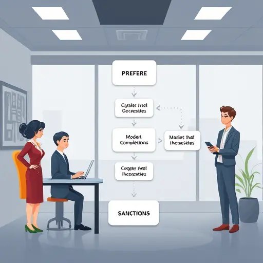 cartoon flow diagram showing AI app sending requests to multiple AI API endpoints (chat/completions, models, usage), with one branch clearly marked as sanctions-