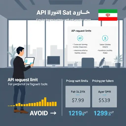infographic-style illustration showing API request limits, pricing per token/