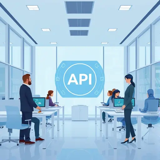 animated illustration showing a central API gateway (GapGPT)