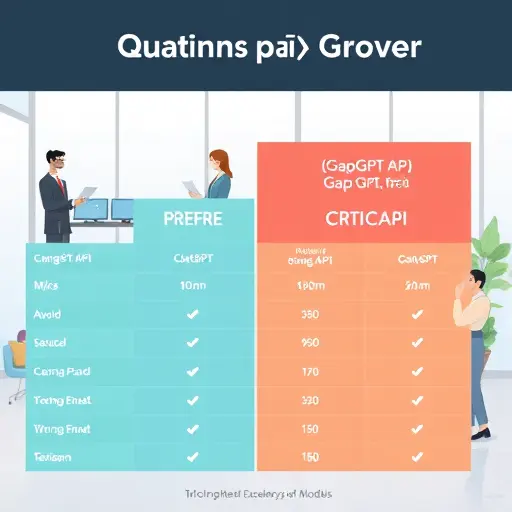 infographic comparison chart showing ChatGPT API and GapGPT API pricing models, currency symbols (USD, IRR)
