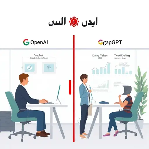 clean infographic comparing OpenAI API and GapGPT AI API for in-;