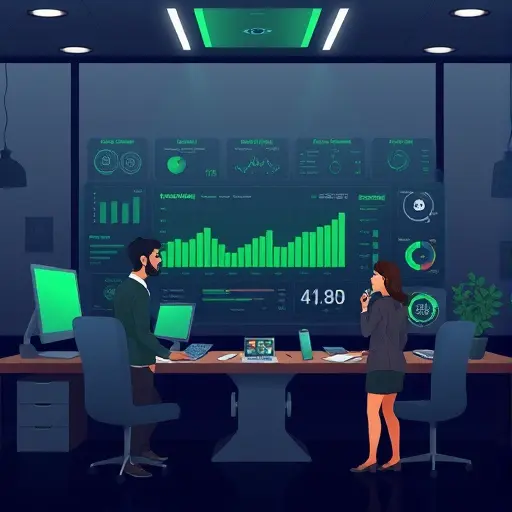 futuristic AI chatbot interface, stylized digital assistant, dark theme, accent green colors, animated technology dashboard, no text